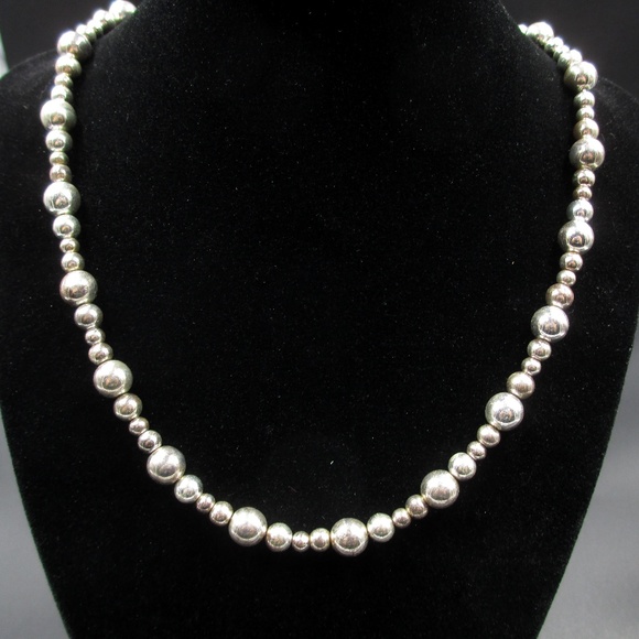 Chaps Jewelry - 18 Inch Chaps Brand Silver Metal Beaded Necklace